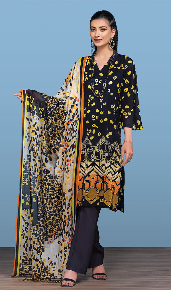 42001203-Embroidered Printed Super Fine Lawn,Voil & Cambric-3PC