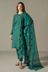 Cross Stitch Embroidered Lawn Suit Unstitched 3 Piece CS25CS Verdant Flora - Summer Collection