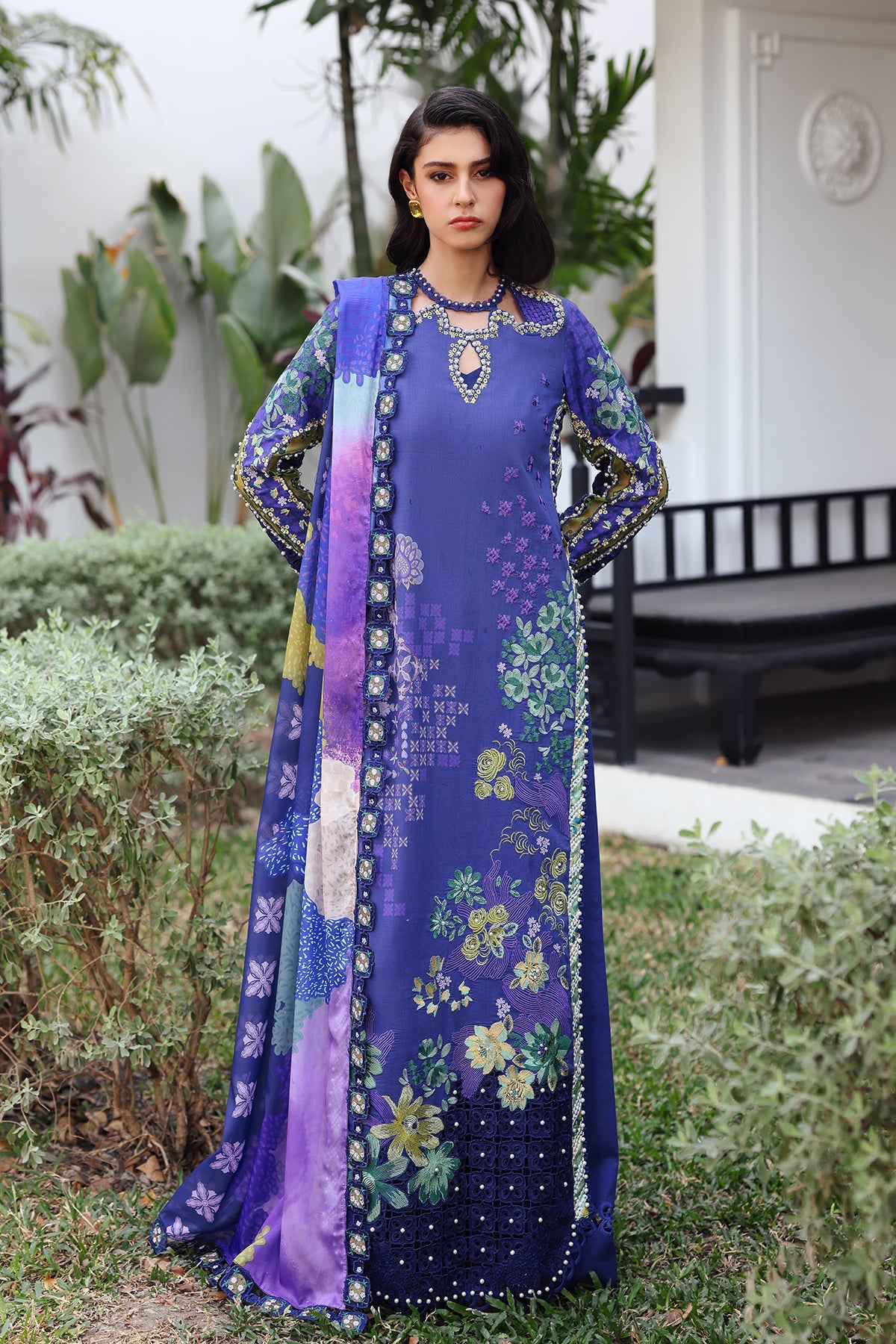 Afrozeh Embroidered Lawn Suits Unstitched 3 Piece AF25UL25 D-06 Lumora - Luxury Collection