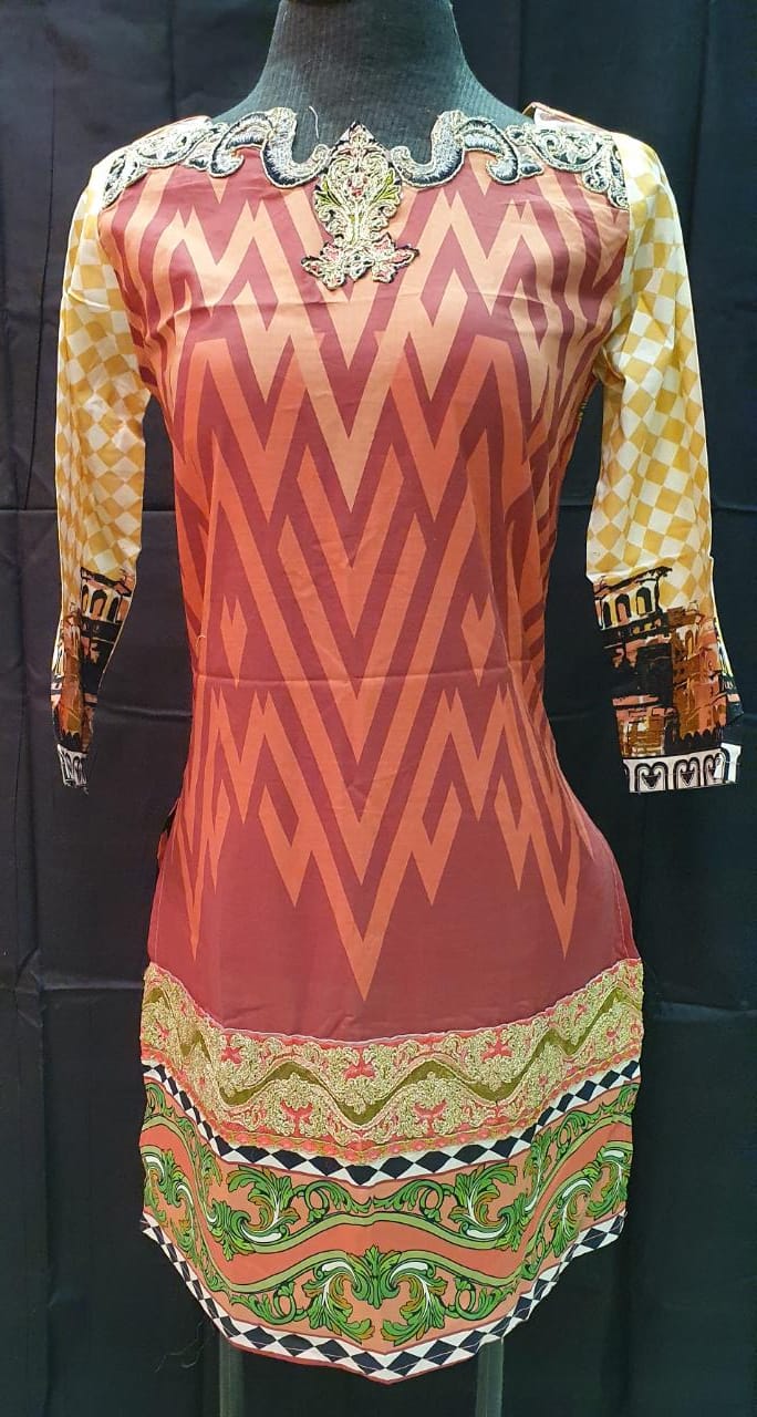 Stitched Zoya Didi Lawn Embroidered Kurti - 12 (Size-Medium)