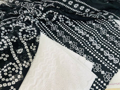 Chunri Print / Embroidered Trouser / Chiffon Dupatta-3PC- BLACK