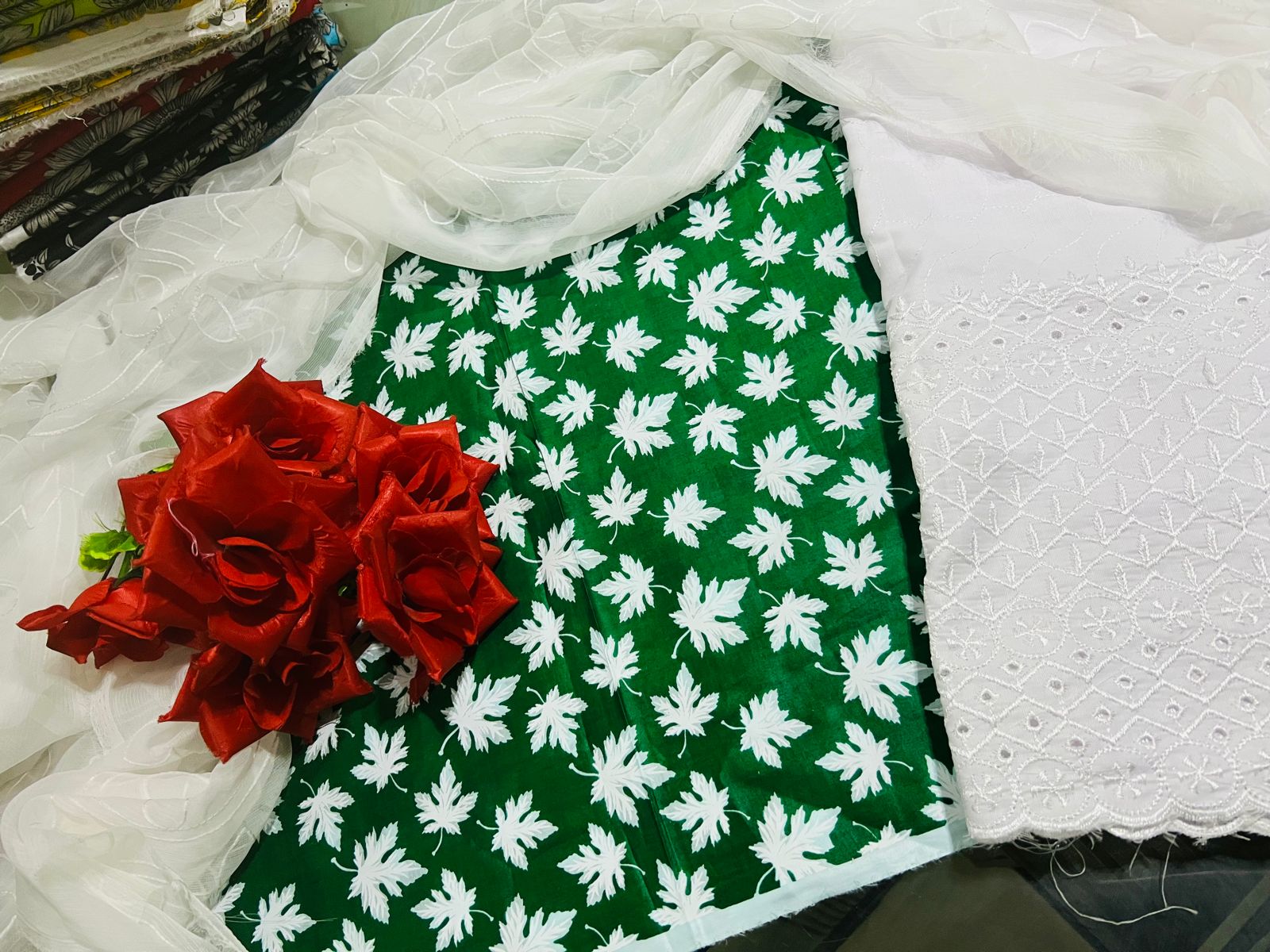 Exclusive Chunri Prints 3Pc Collection - ECP-01-L.Green