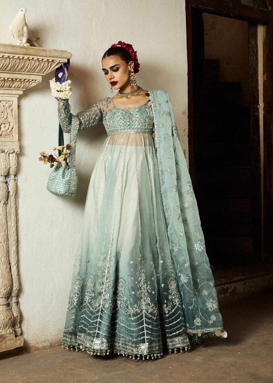 Hussain Rehar Embroidered Organza Suit Unstitched 3 Piece HRR24F Maaiya - Formal Collection