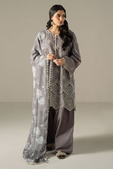 Cross Stitch Embroidered Lawn Suit Unstitched 3 Piece CS25CS Whisper Ash - Summer Collection
