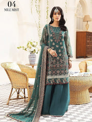 Xenia Embroidered Chiffon Suits Unstitched 3 Piece 04-NILE MIST - Formal Collection