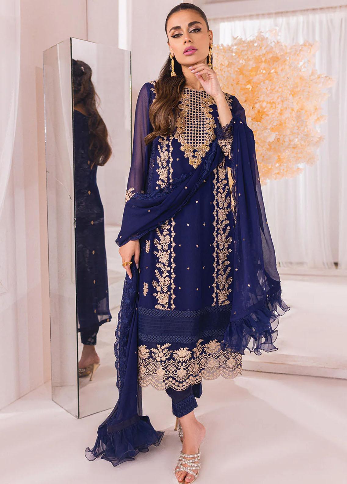 Azure Luxe Embroidered Chiffon Suits Unstitched 3 Piece AZU23LE Eden Dew – Festive Collection