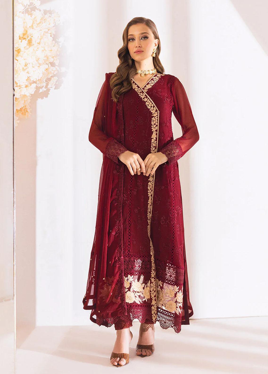Azure Embroidered Suits Unstitched 4 Piece AZU23LE Tempting Berry - Luxury Collection