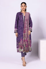Khaadi Printed Embroidered Khaddar | Top Bottoms Dupatta - BK22416-PURPLE