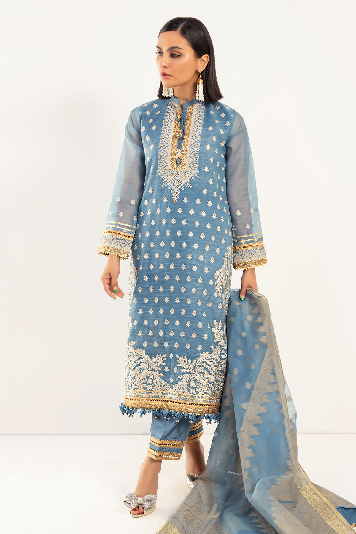 Khaadi Luxury Spring Summer Collection – BPO22206-BLUE-3PC