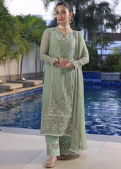 Merakish By Shahzeb Textiles Embroidered Chiffon Suits Unstitched 3 Piece ST24MK MR-C-V10- Olive Green