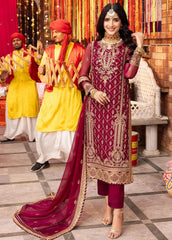 Chamak Damak by Asim Jofa Embroidered Chiffon Unstitched Suit 3 Piece AJ24CD AJCD-05 - Festive Collection