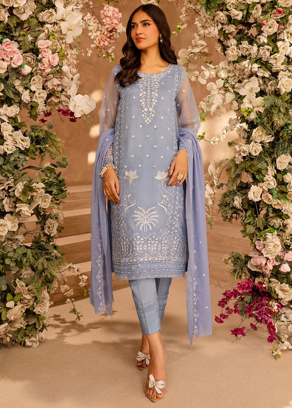 Shireen Lakdawala Embroidered Chiffon Suits Unstitched 3 Piece ST25SL SL-C-V10- Fairy glow