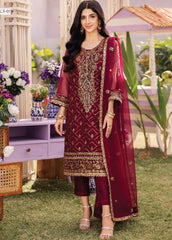 Dhanak Rang by Asim Jofa Embroidered Chiffon Unstitched Suit 3 Piece AJ24DR AJCF-01 - Festive Collection