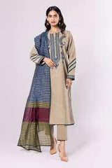 Khaadi Dyed Embroidered Mesuri | Top Bottoms Dupatta - BME22309-BLUE