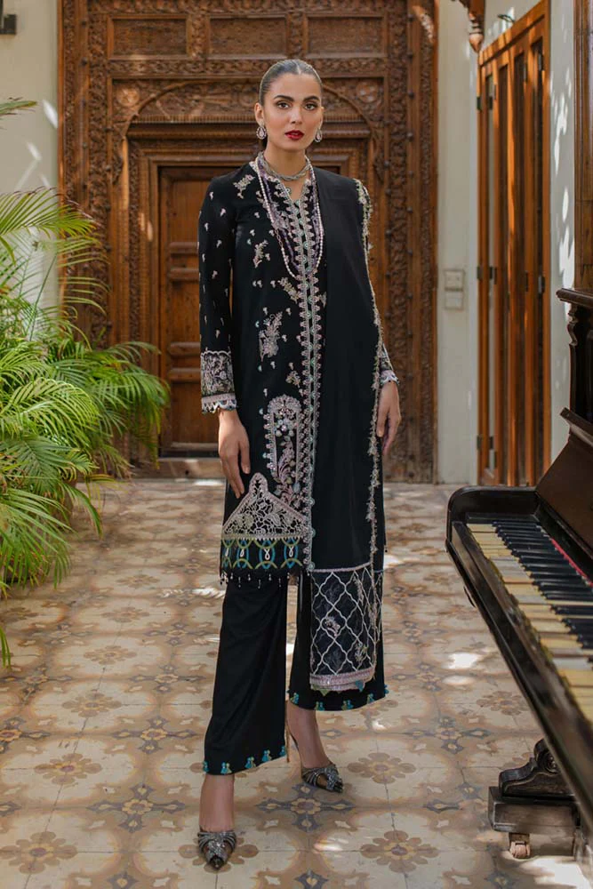 Qalamkar Embroidered Leather Peach Suits Unstitched 3 Piece QLM23LW SC-03 Fallon - Luxury Winter Collection