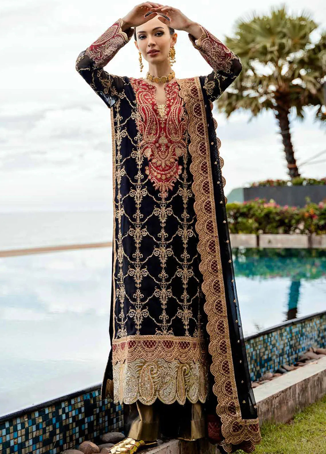 Maryum N Maria - Freesia Luxury Formals Embroidered Chiffon Suit Unstitched 3 Piece FRE24L Zoelie FW23517 - Formals Collection