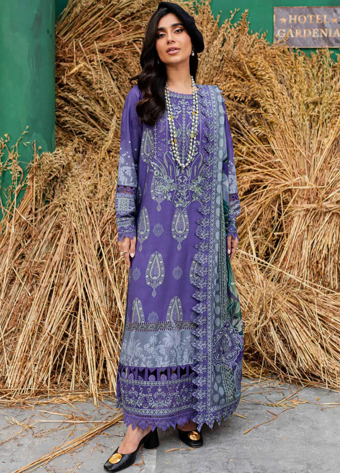 Nureh Embroidered Slub Suit Unstitched 3 Piece NU24GW NSG-162 - Winter Collection