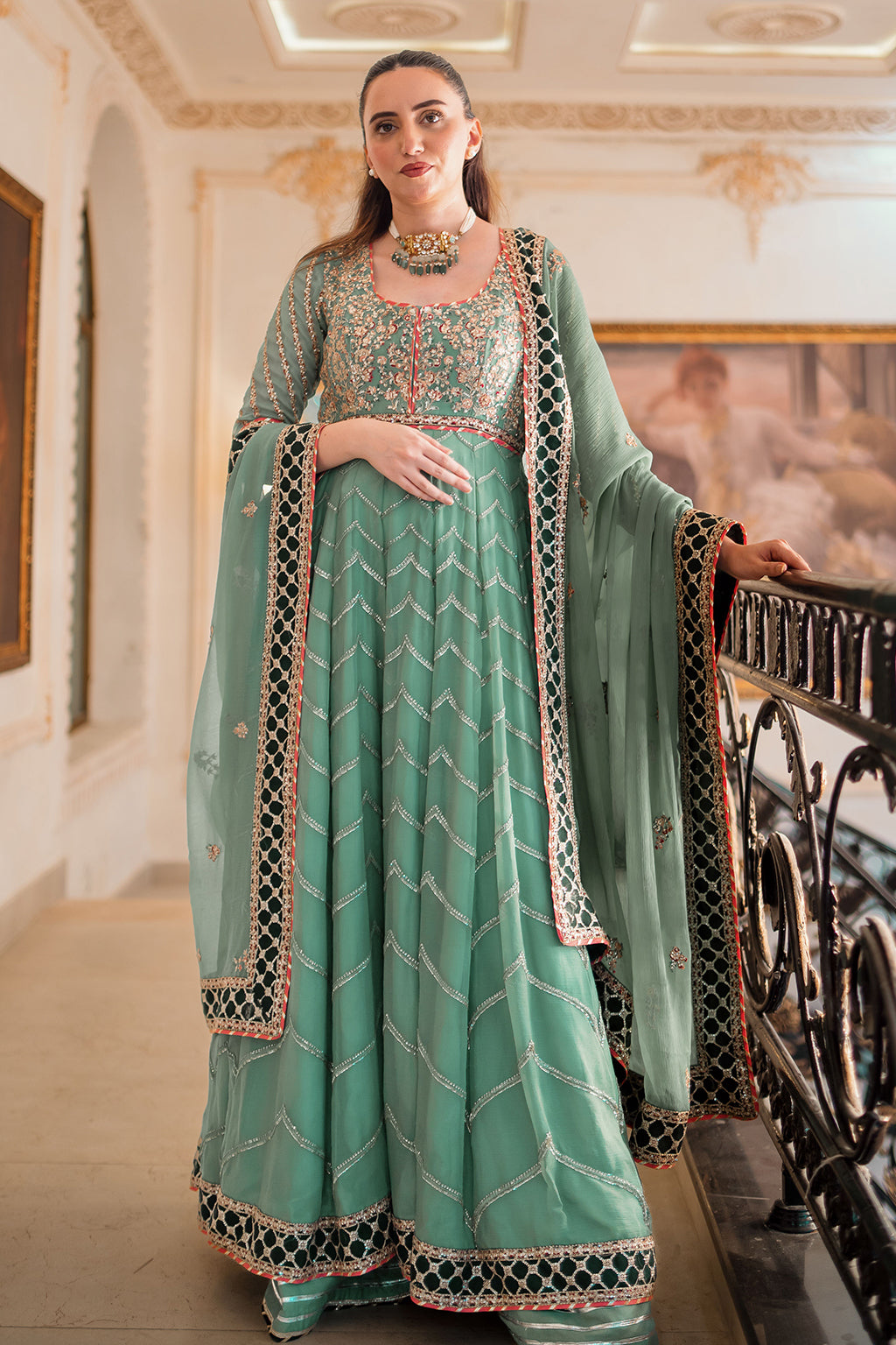 Dastaan By Neeshay Embroidered Chiffon Suit Unstitched 3 Piece NSH24DL Noreen - Formal Collection
