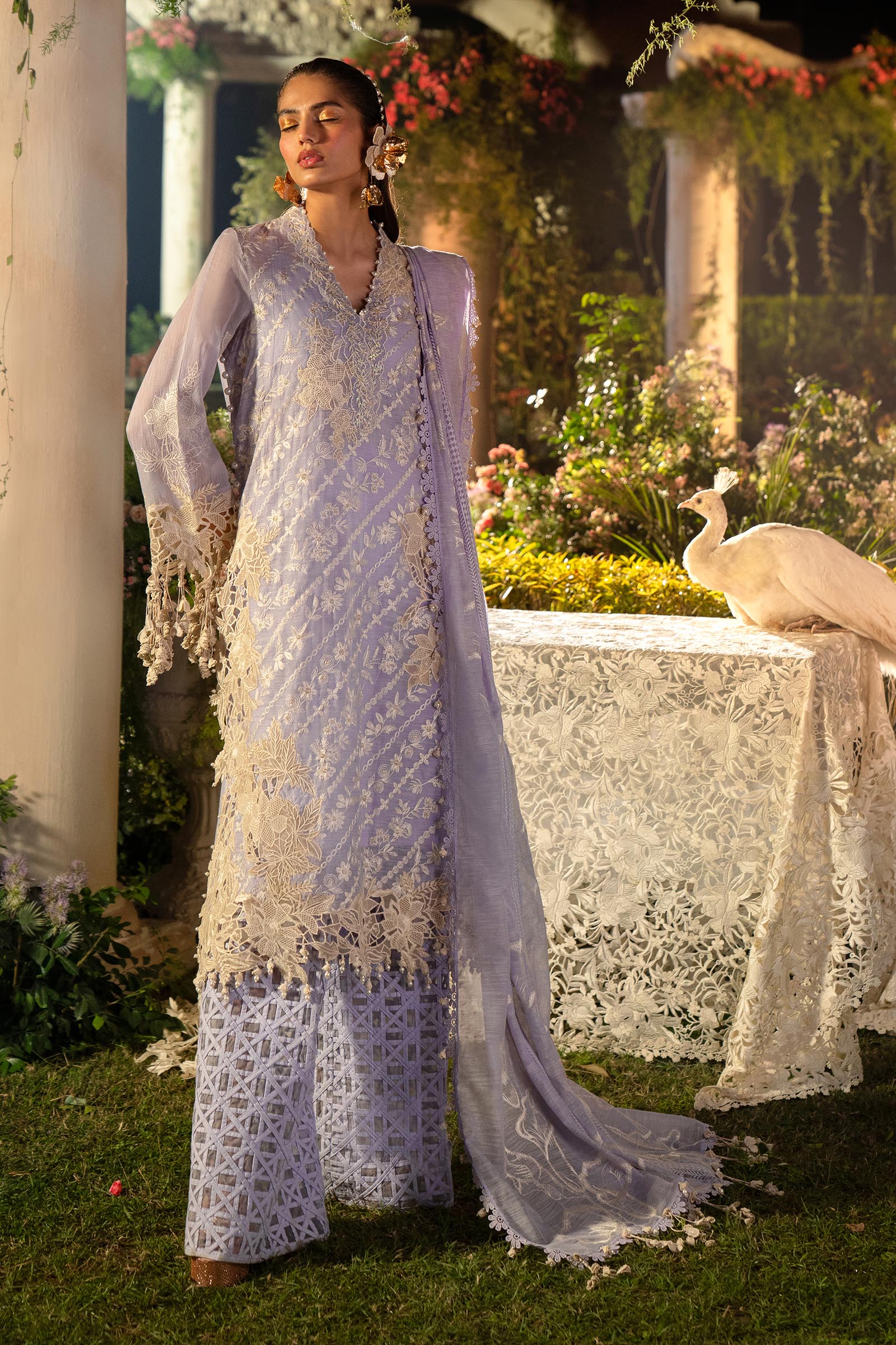 Sana Safinaz Embroidered Net Suits Unstitched 3 Piece SS24UL 10B - Luxury Collection