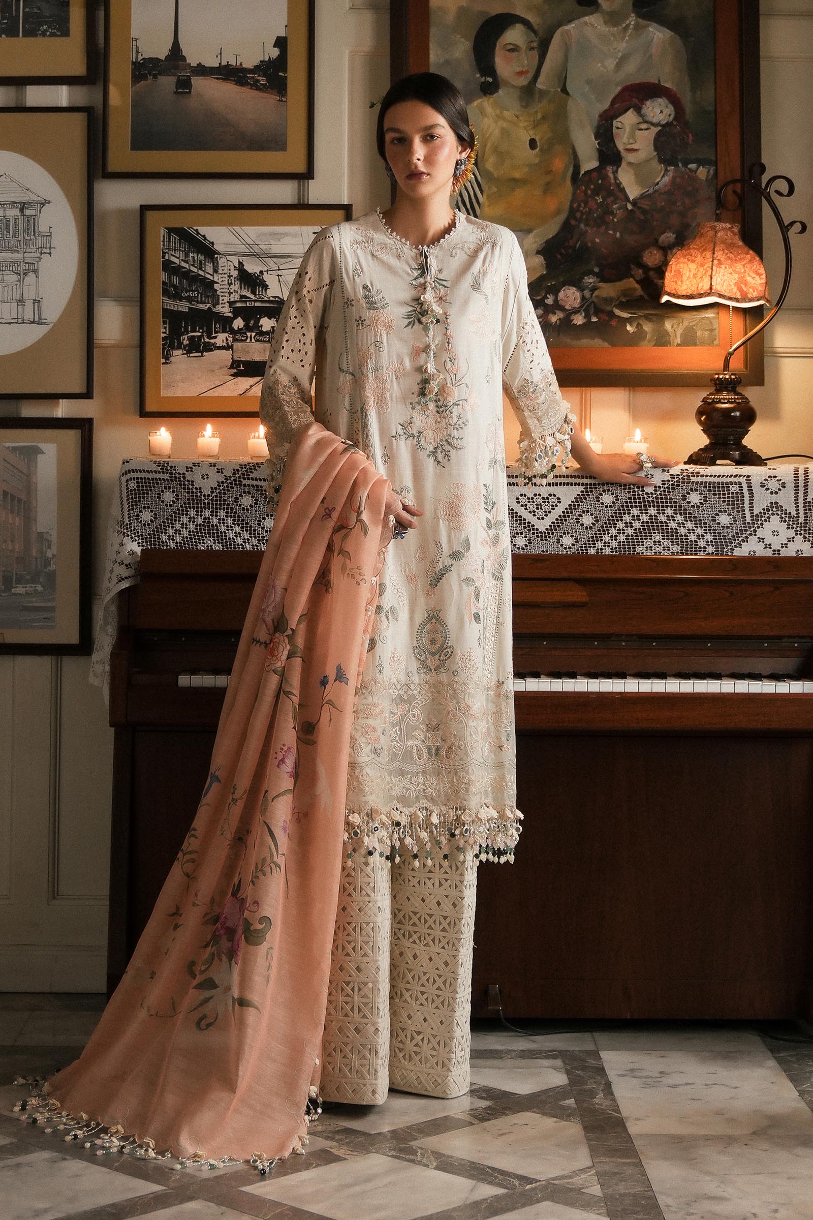 Sana Safinaz Luxury Embroidered Lawn Suits Unstitched 3 Piece SS25MH D-3A - Summer Collection