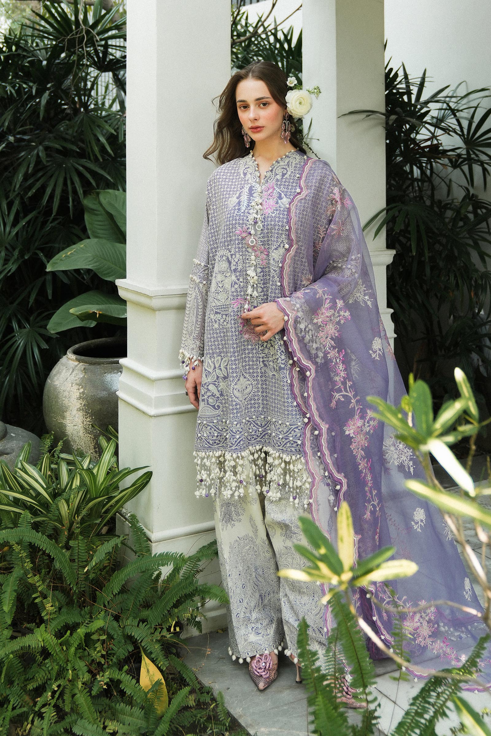 Sana Safinaz Luxury Embroidered Lawn Suits Unstitched 3 Piece SS25MH D-4B - Summer Collection