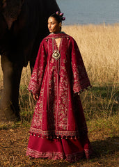 Hussain Rehar Embroidered Lawn Suit Unstitched 3 Piece HRR25LL D-09 Mahogany - Summer Collection