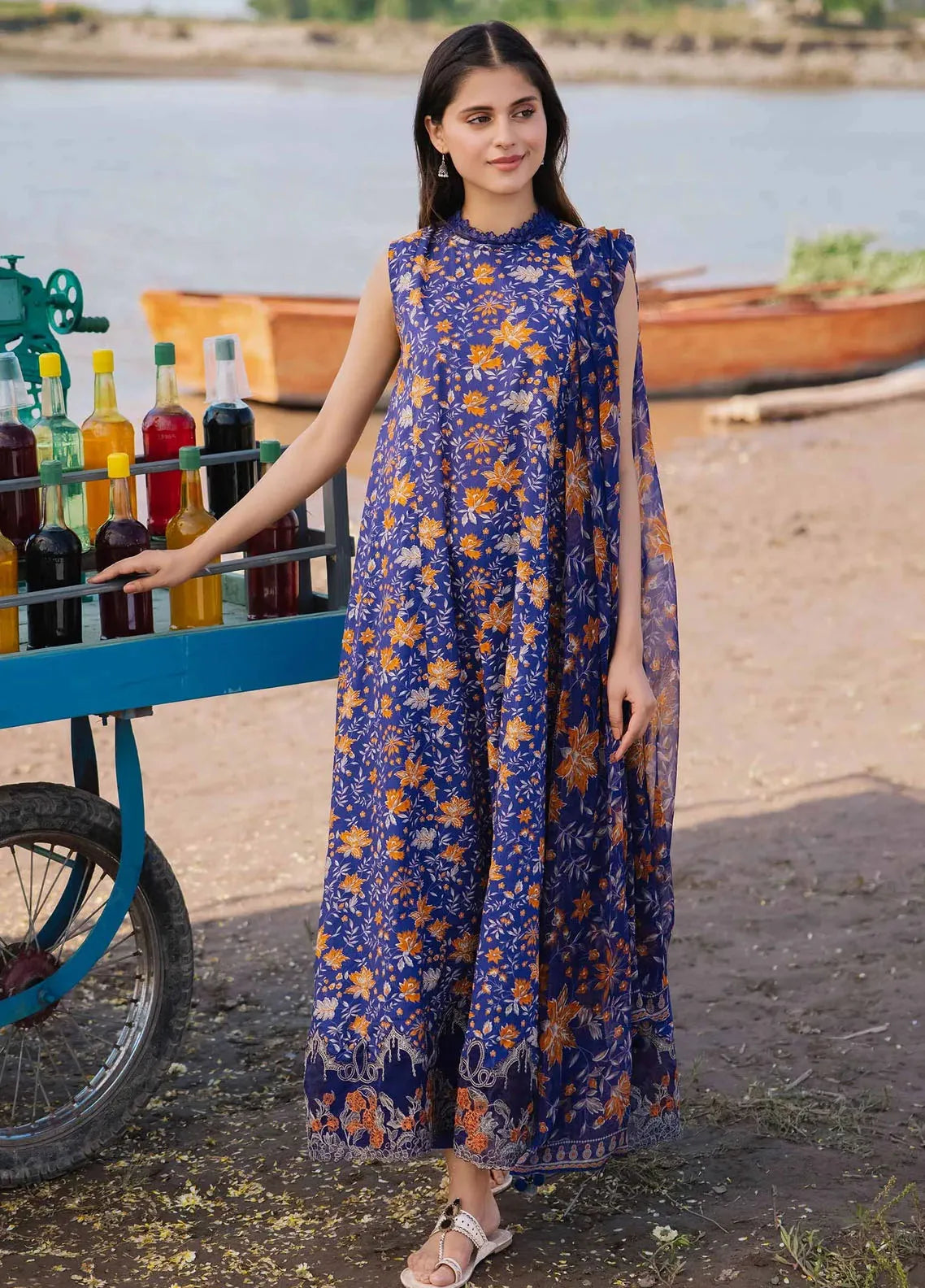 M Basics By Maria B Embroidered Lawn Suit Unstitched 3 Piece MB24M2 9B - Summer Collection