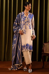 Sana Safinaz Embroidered Linen Suits Unstitched 3 Piece M243-018A-3CQ - Luxury Winter Collection