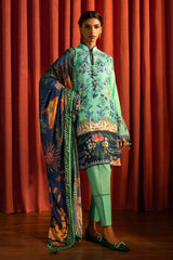 Sana Safinaz Embroidered Linen Suits Unstitched 3 Piece M243-022A-3DB - Luxury Winter Collection