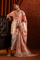 Sana Safinaz Embroidered Linen Suits Unstitched 3 Piece M243-023B-3CQ - Luxury Winter Collection