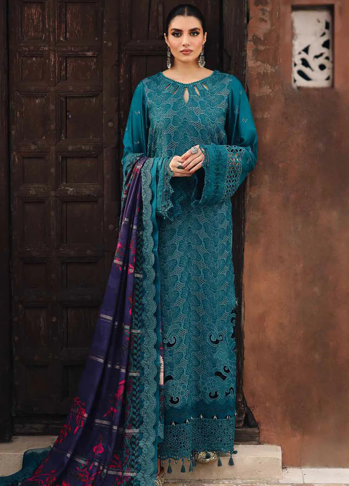 Nureh Embroidered Linen Suit Unstitched 3 Piece NU24MUL NW-81 - Fall Collection