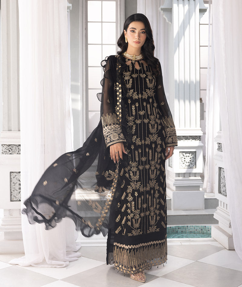 Merakish Luxury Chiffon Embroidered'23 - ST23-MK6 Jade Black