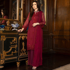 Merakish Luxury Chiffon Embroidered'23 - ST23-MK5 01 Cherry Red