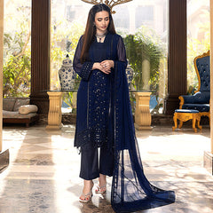 Merakish Luxury Chiffon Embroidered'23 - ST23-MK5 04 Midnight Blue