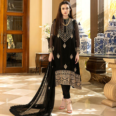 Merakish Luxury Chiffon Embroidered'23 - ST23-MK5 05 Leather Black