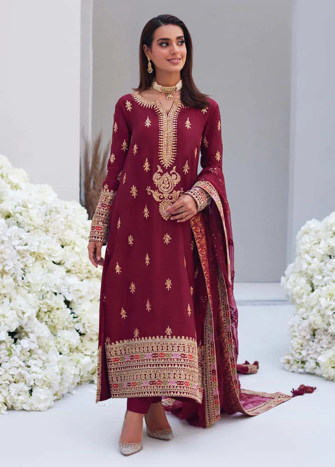 Mina Hasan Embroidered Silk Suit Unstitched 3 Piece Maya - Formal Collection