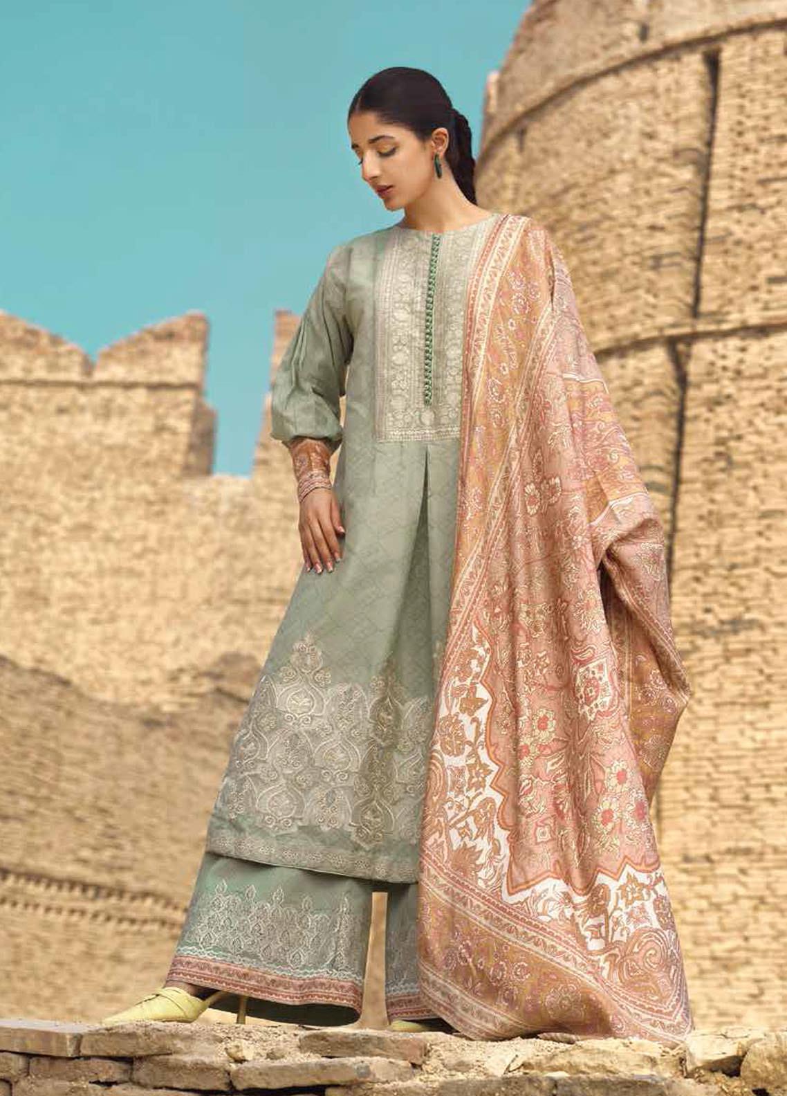 Mizaj By Tena Durrani Embroidered Lawn Suits Unstitched 3 Piece TD21M-2 14 Tapioca