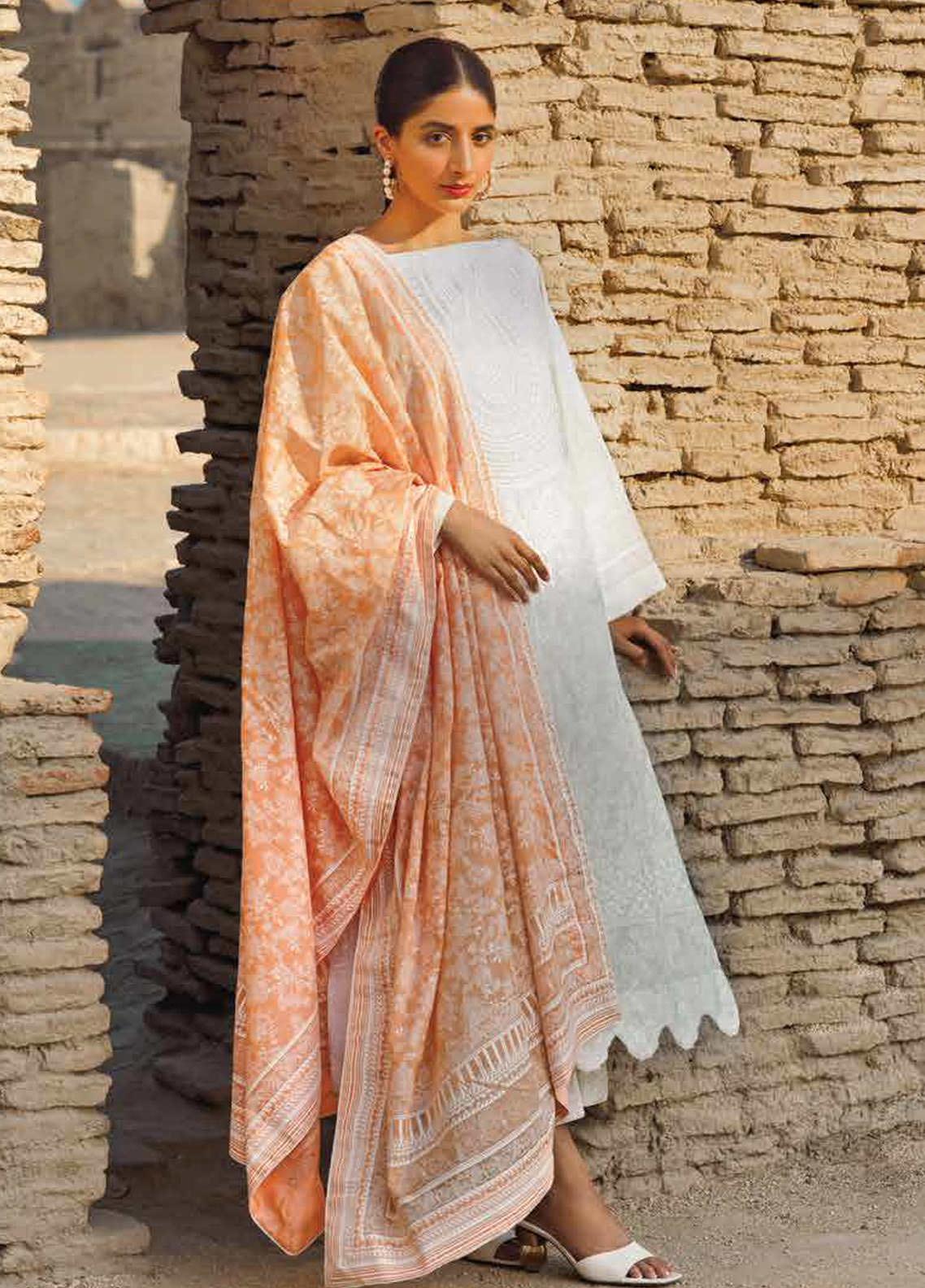Mizaj By Tena Durrani Embroidered Lawn Suits Unstitched 3 Piece TD21M-2 21 Vanilla