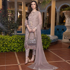 Merakish Luxury Chiffon Embroidered'23 - MERAKI-V4-D3 - Rosy Brown