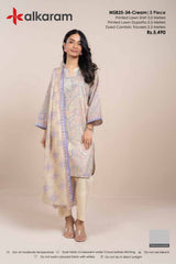 Alkaram Luxury Lawn Prints 3Pc Unstitched Suits - ALK-MSB25-34-Cream