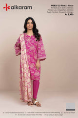 Alkaram Luxury Lawn Prints 3Pc Unstitched Suits - ALK-MSB25-22-Pink