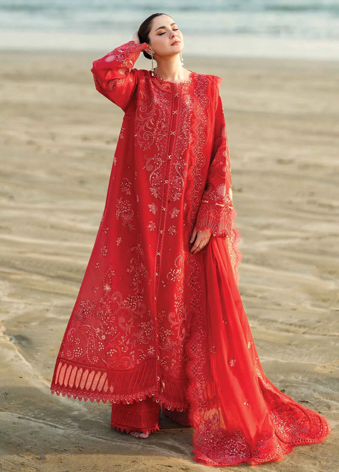 Qalamkar Chikankari Lawn Suits Unstitched 3 Piece QLM25SL FK-07 Bella - Summer Collection