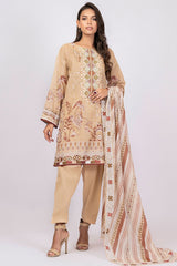 Al-Karam 2 Pc Embroidered Lawn Suit With Doria Dupatta - SS-40.1-22-2-Beige