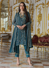 Merakish Luxury Chiffon Embroidered'23 - ST23-V9-MK Crystal Teal