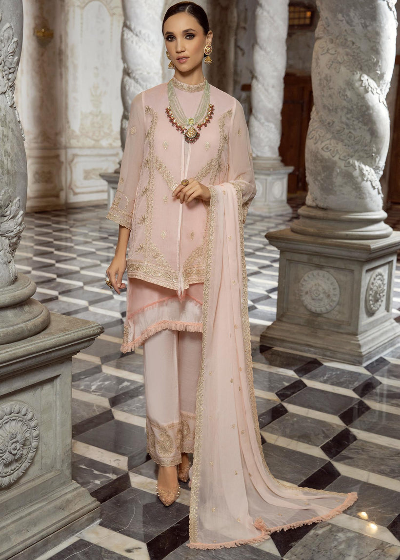 Merakish Luxury Chiffon Embroidered'23 - ST23-MK7 Candle Peach