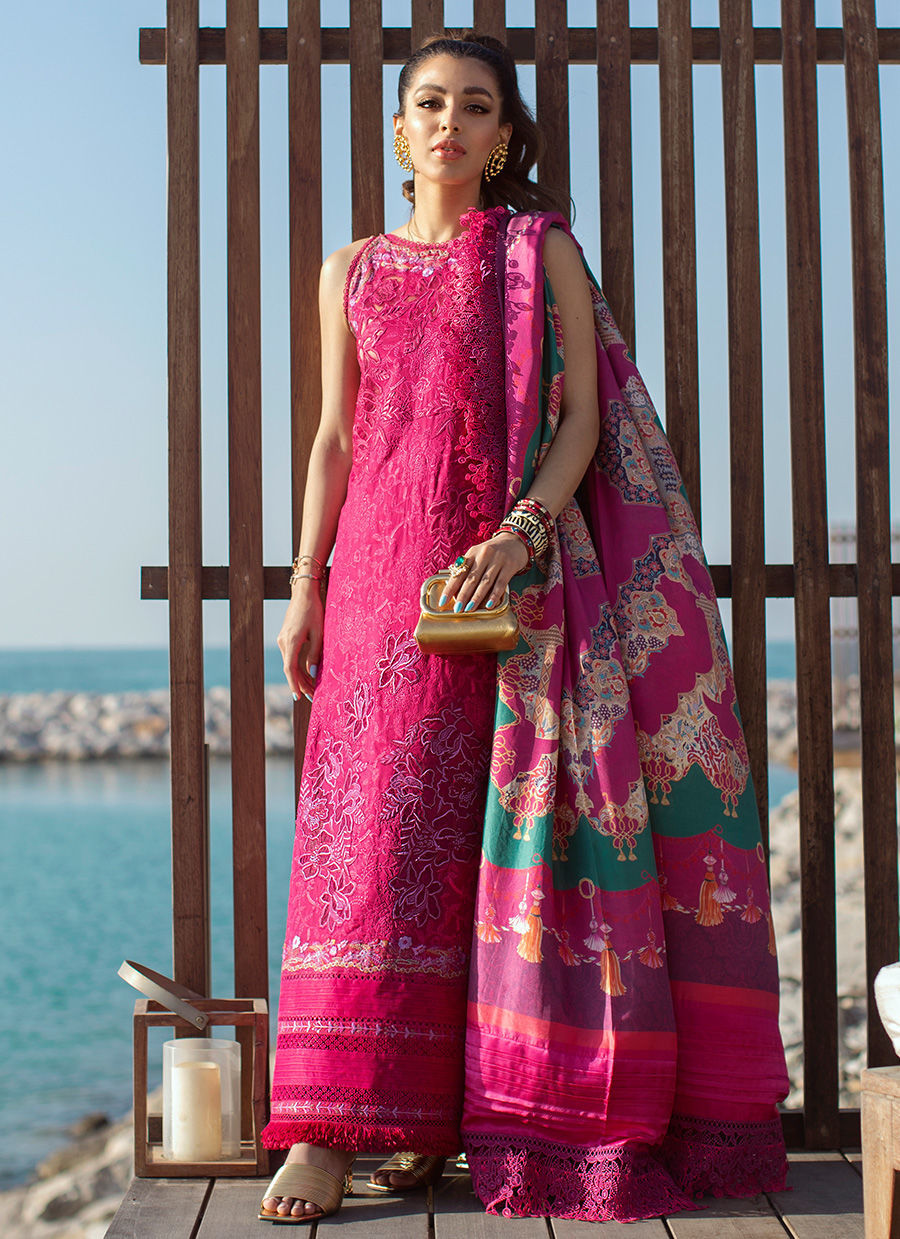 Farah Talib Aziz Luxury Lawn'22 - IBIZA BERRY - 10