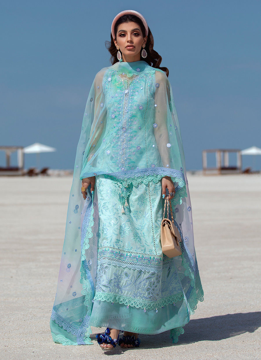 Farah Talib Aziz Luxury Lawn'22 - MYKONOS SKY - 09