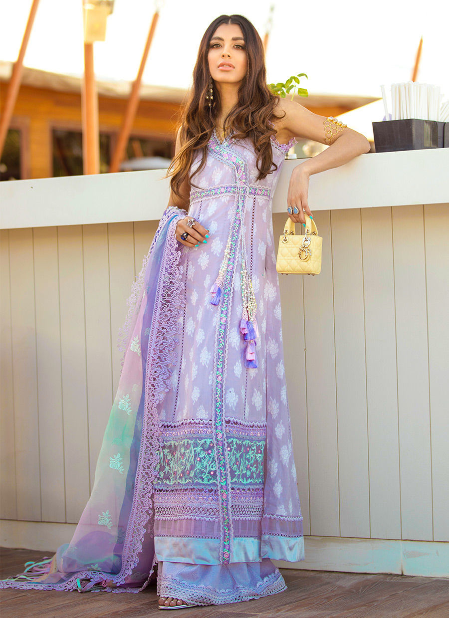 Farah Talib Aziz Luxury Lawn'22 - LA MER LILAC - 12