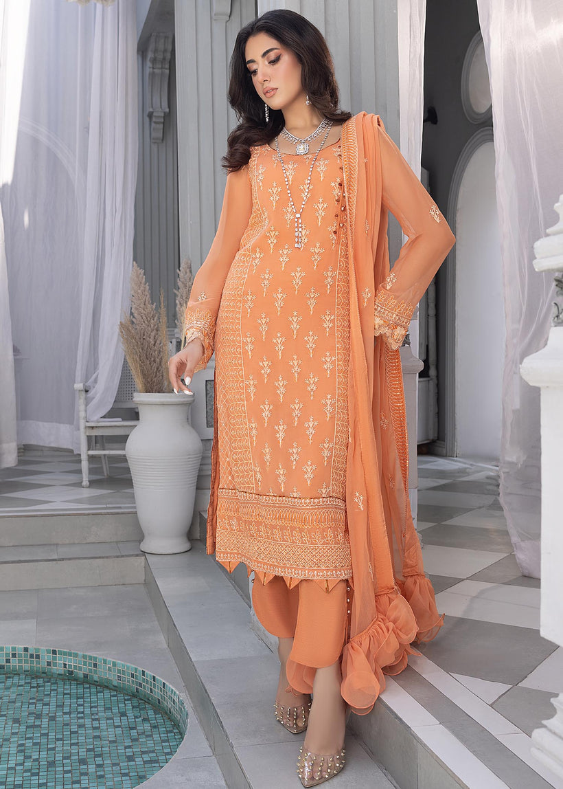 Merakish Luxury Chiffon Embroidered'23 - ST23-MK6 Orange Peel