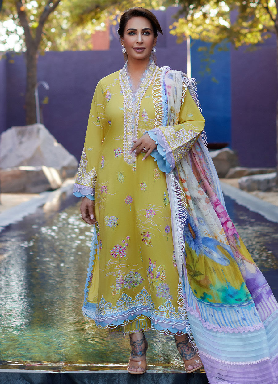 Farah Talib Aziz - Suay Luxury Lawn Embroidered'24 - Kelaya Kiwi - 09